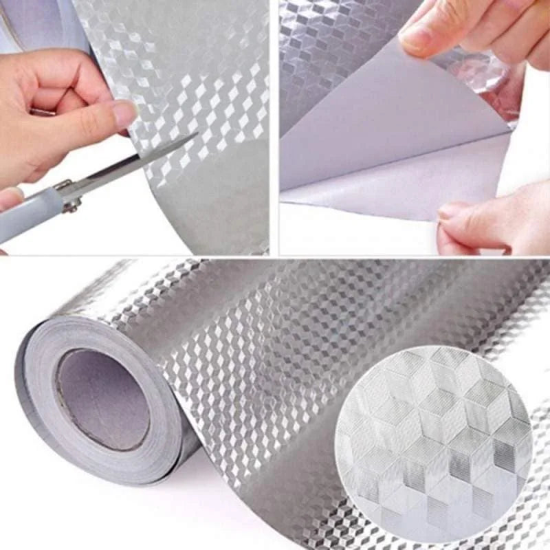Folie Autocolantă Aluminiu Argintie pentru Mobilier și Bucătărie 60x300 cm – Rezistentă la Căldură și Apă Imagine secundară a produsului