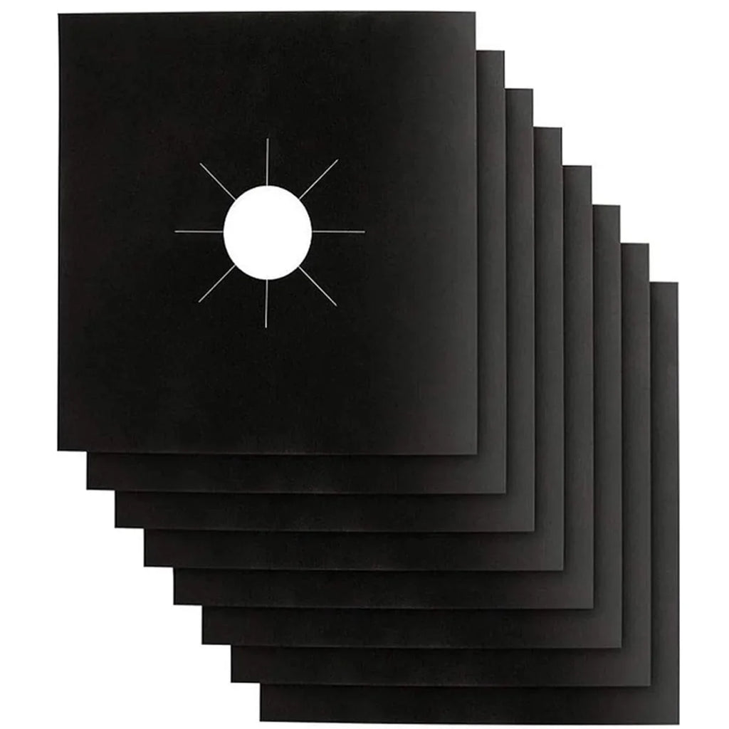 Set 4 folii de protectie pentru aragaz, teflon reutilizabil si lavabil, 27x27 cm, negru