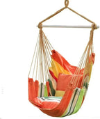 Hamac tip scaun suspendat din bumbac, cu 2 perne, 150kg, multicolor