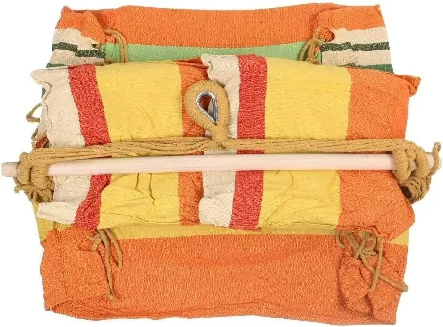Hamac tip scaun suspendat din bumbac, cu 2 perne, 150kg, multicolor