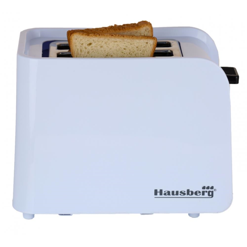 Prajitor de paine Hausberg HB-195NG, 750 W, 2 felii, functie decongelare, functie reincalzire, 6 trepte putere, alb/negru