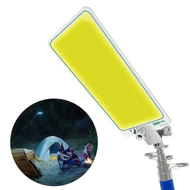 Kit Nocturna eLIVE FR-04, Proiector Camping LED 47W 4558lm, Waterproof, Brat Telescopic Ajustabil 4,5m, 3 Adaptoare 220V-AUTO-Cleme Crocodil Baterie, Telecomanda, Geanta Transport