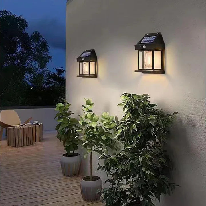 Lampă Solară de Perete tip Felinar cu Senzor de Mișcare | 3 Moduri de Lumină, Acumulator 1200mAh Imagine secundară a produsului