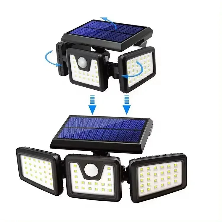Lampa solara 74 leduri, montare pe perete, incarcare solara, senzor miscare Imagine principală a produsului