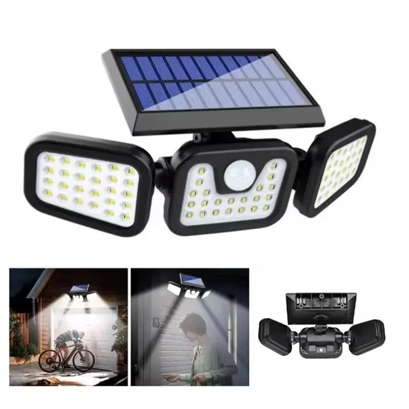 Lampa solara 74 leduri, montare pe perete, incarcare solara, senzor miscare
