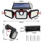 Lampa solara 74 leduri, montare pe perete, incarcare solara, senzor miscare