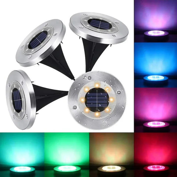 Set 4 lampi solare, WALALLA, RGB, IP65, Argintiu