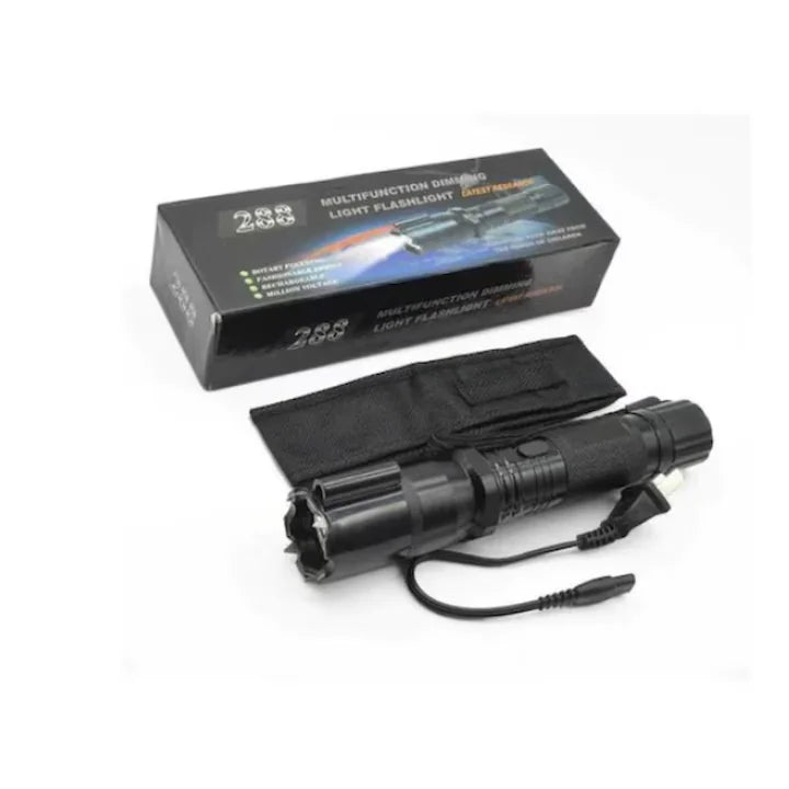 Lanterna Cu Electrosocuri Si Laser, Cu 3 Functii, Buton De Siguranta Si Acumulator Inclus, Negru