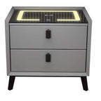 Noptiera smart multifunctionala, 2 sertare, iluminare LED tactil, 3 culori, incarcare wireless USB, difuzor bluetooth dim 50x40x46, CU AMPRENTA