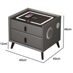 Noptiera smart multifunctionala, 2 sertare, iluminare LED tactil, 3 culori, incarcare wireless USB, difuzor bluetooth dim 50x40x46, CU AMPRENTA