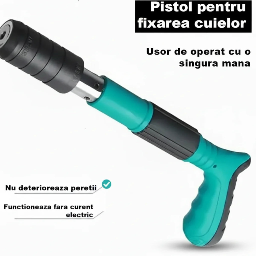 it Pistol Manual SIKS Pentru Fixarea Cuielor Pe Perete / Nituri, Lungime 30 cm, Calibru 7.3 cm, Pneumatic, Accesorii, Ochelari De Protectie, Cutie Transport, Albastru