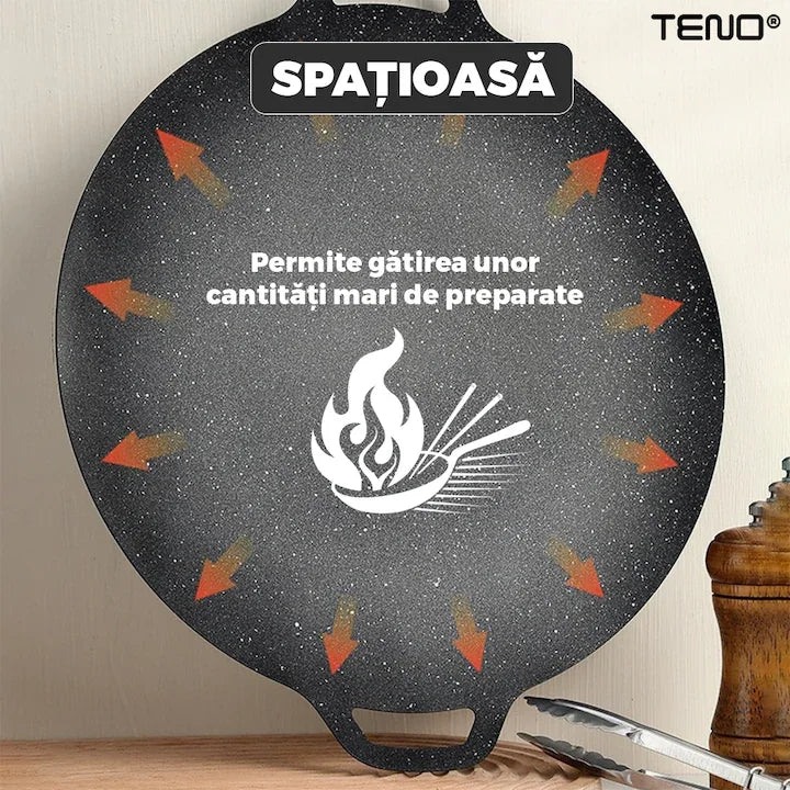 Plita Japoneza, invelis antiaderent, pluristratificata, materiale rezistente, spatioasa, diametru 36 cm, negru