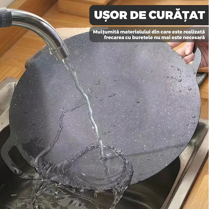 Plita Japoneza, invelis antiaderent, pluristratificata, materiale rezistente, spatioasa, diametru 36 cm, negru
