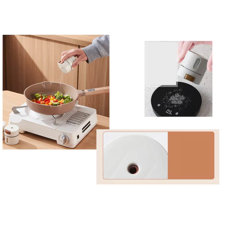 Set de recipiente pentru condimente, 6 bucati, suport metalic, prindere magnetica, practice, aspect premium, design minimalist