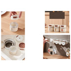 Set de recipiente pentru condimente, 6 bucati, suport metalic, prindere magnetica, practice, aspect premium, design minimalist