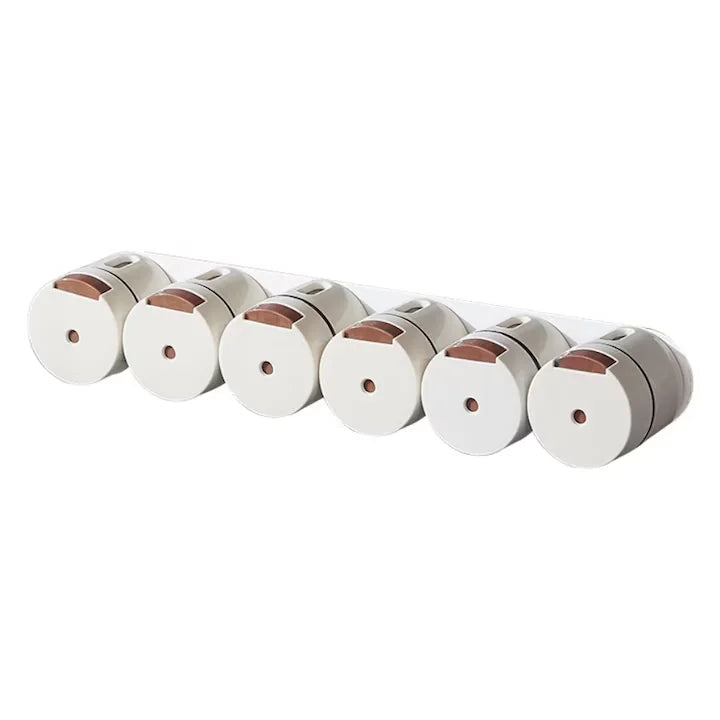 Set de recipiente pentru condimente, 6 bucati, suport metalic, prindere magnetica, practice, aspect premium, design minimalist Imagine principală a produsului