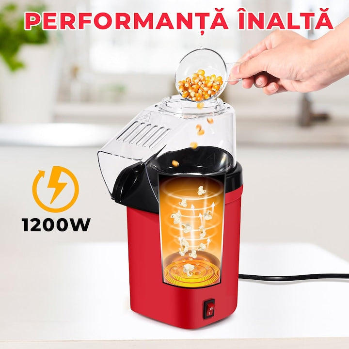 Aparat Floricele Aer Cald 1200W – Popcorn Fără Ulei, Gata în 2 Minute