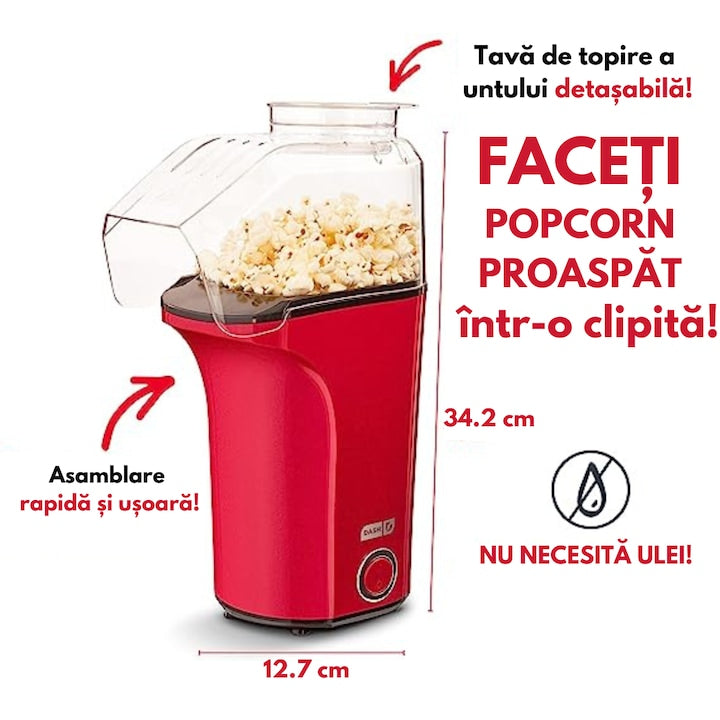 Aparat Floricele Aer Cald 1200W – Popcorn Fără Ulei, Gata în 2 Minute