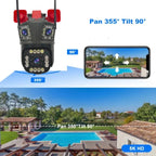 Cameră Supraveghere Triplă WiFi/4G, 4K Ultra HD, PTZ 355°, Zoom 5X, Night Vision Color, Alarmă – Smart Universal