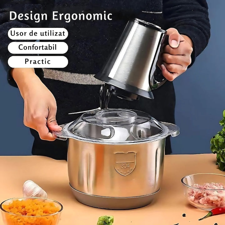 Blender Tocător Electric Profesional 1000W Bol Inox 5L Carne și Legume