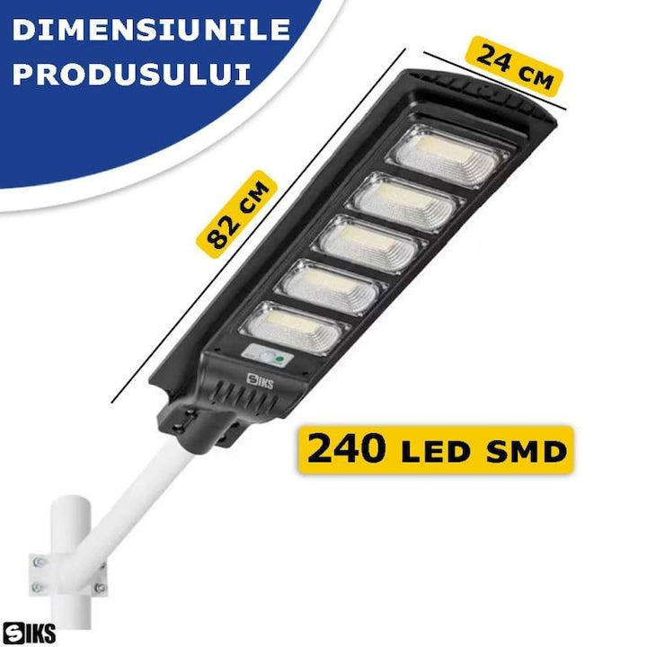 Lampă Solară Stradală 200W – 240 LED, Senzor Mișcare, IP65, Telecomandă