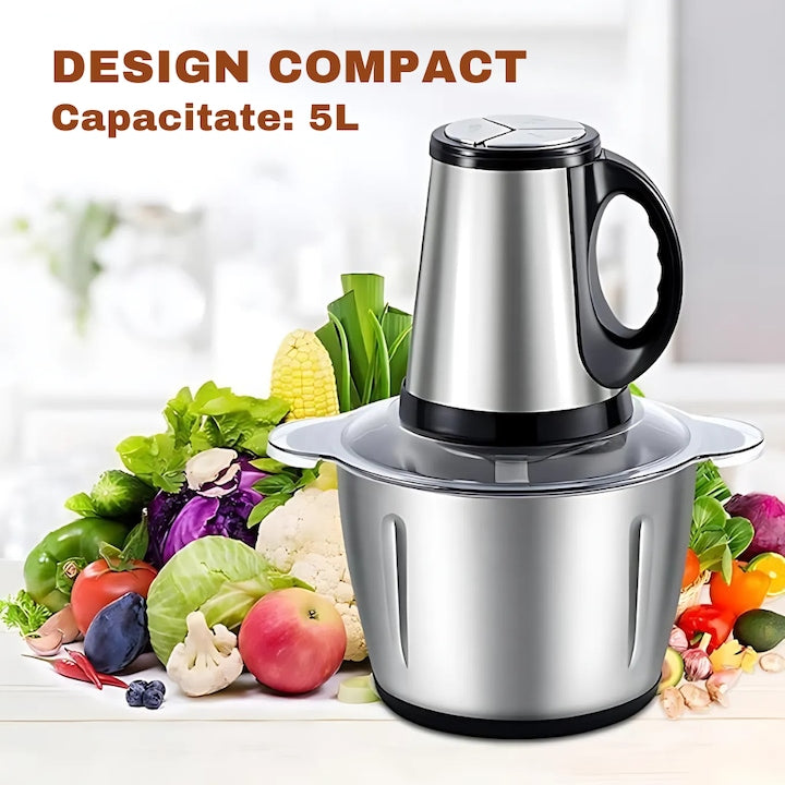 Blender Tocător Electric Profesional 1000W Bol Inox 5L Carne și Legume