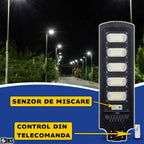 Lampă Solară Stradală 200W – 240 LED, Senzor Mișcare, IP65, Telecomandă