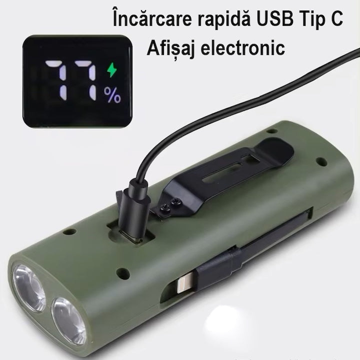 Lanterna Far LED Reincarcabil USB pentru Bicicleta – 6 Moduri, Power Bank 4000mAh
