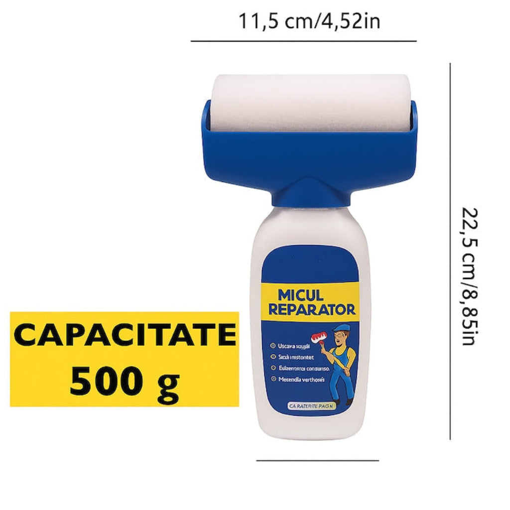 Kit Reparare Perete – Trafalet Magic Micul Reparator cu Rolă și Vopsea Lavabilă 500g