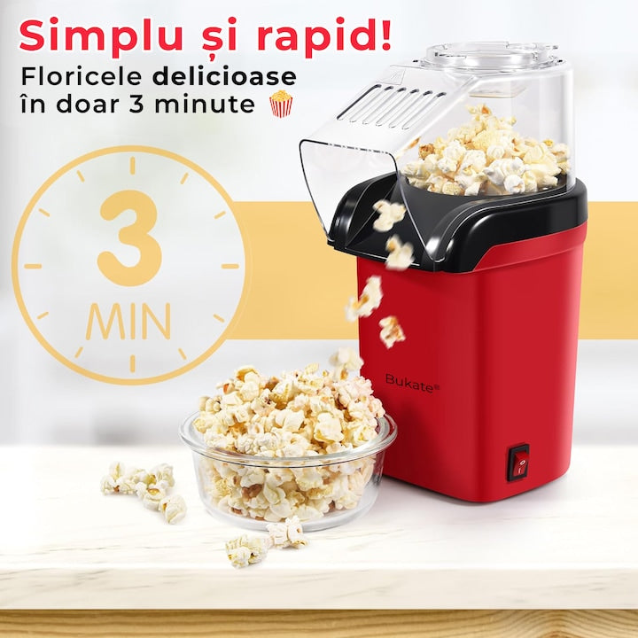 Aparat Floricele Aer Cald 1200W – Popcorn Fără Ulei, Gata în 2 Minute