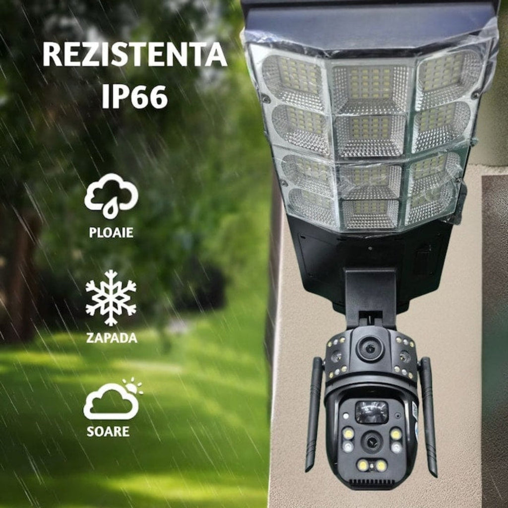 Cameră Supraveghere Solară 4G SIM 4MP | PTZ 355°, Panou Solar 24W, Baterie 18000mAh