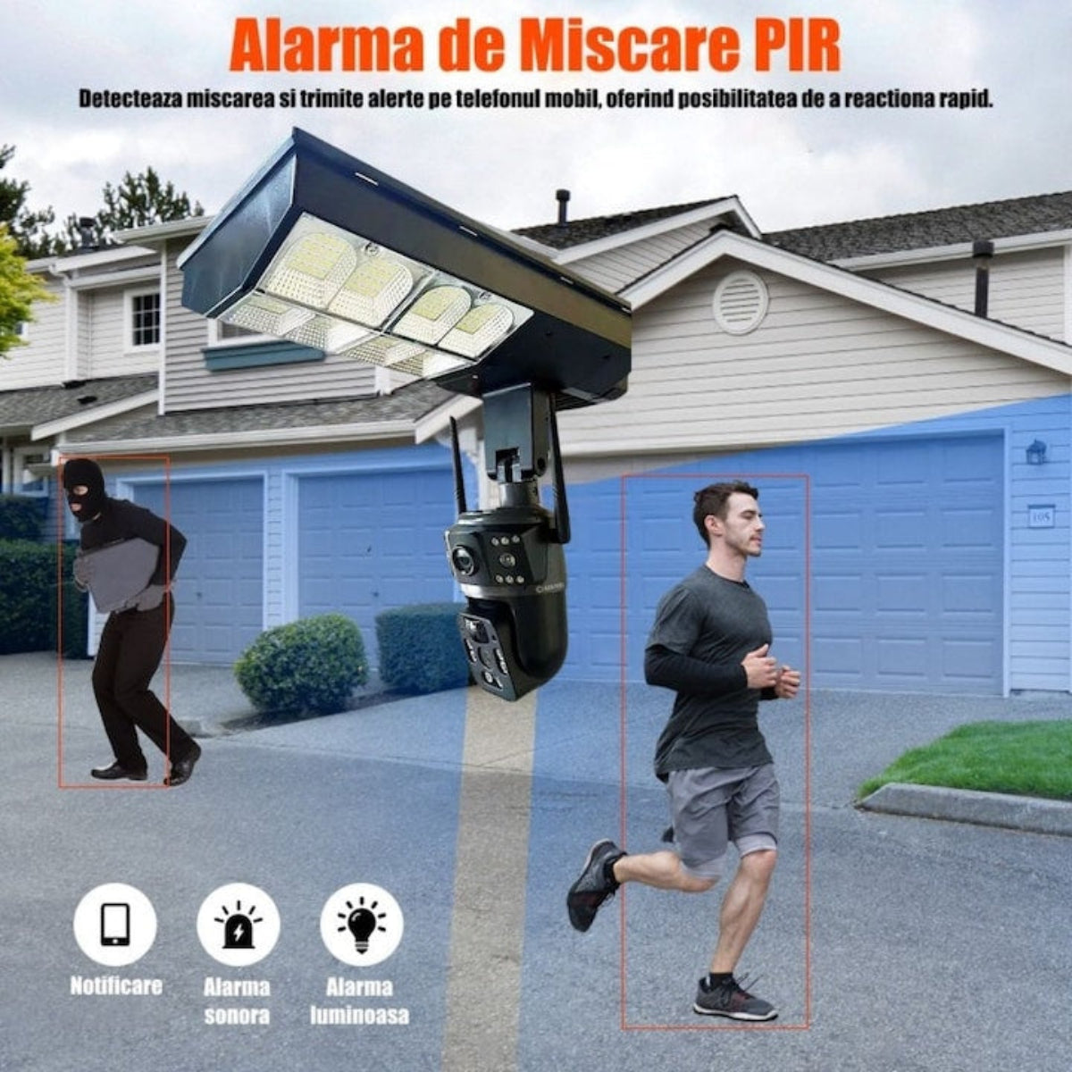 Cameră Supraveghere Solară 4G SIM 4MP | PTZ 355°, Panou Solar 24W, Baterie 18000mAh