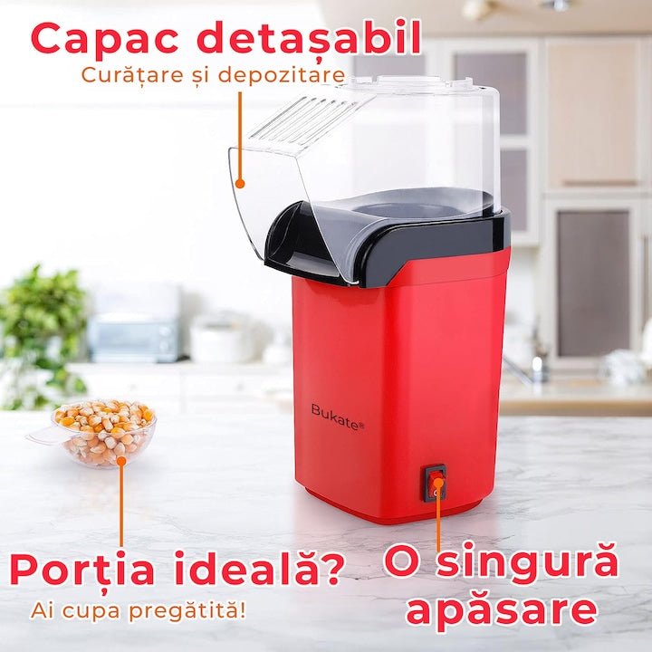 Aparat Floricele Aer Cald 1200W – Popcorn Fără Ulei, Gata în 2 Minute