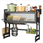 Scurgator organizator vase otel inoxidabil, 75 cm lungime, design spatios, practic, uscarea rapida si eficienta a vaselor, rezistent la rugina, coroziune, negru