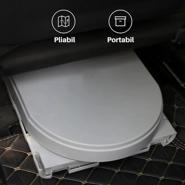 Toaleta Portabila Pliabila, Pentru Camping, Rulota, Cabana, Material ABS+PU, Compact si Usor, Gri