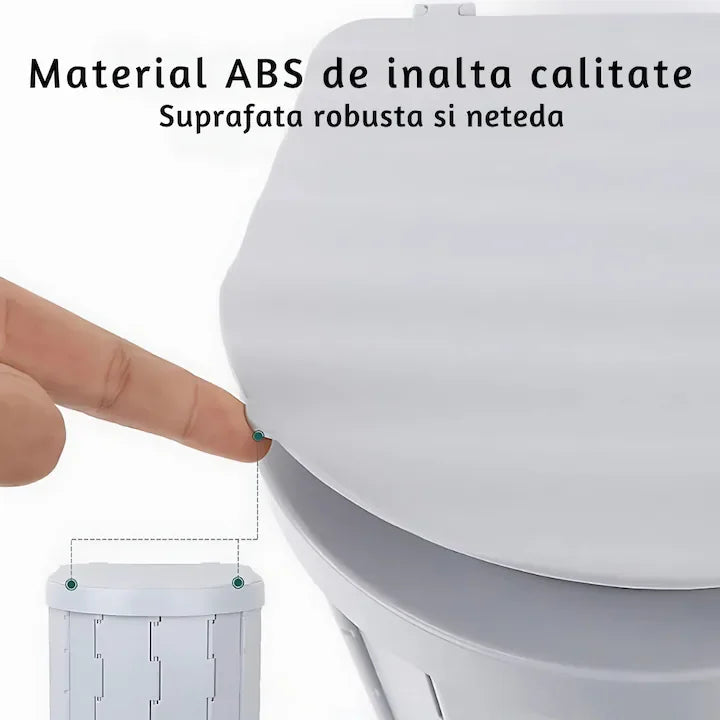Toaleta Portabila Pliabila, Pentru Camping, Rulota, Cabana, Material ABS+PU, Compact si Usor, Gri