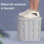 Toaleta Portabila Pliabila, Pentru Camping, Rulota, Cabana, Material ABS+PU, Compact si Usor, Gri