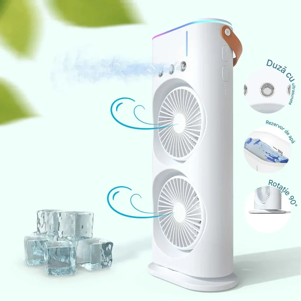 Ventilator de Birou cu Pulverizare și Telecomandă – Răcire Silențioasă 3 Trepte